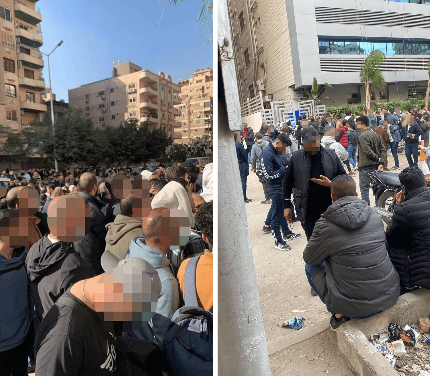 Se forman colas de personas con la esperanza de registrar a familiares y amigos en la oficina central de Hala en El Cairo para salir de Gaza