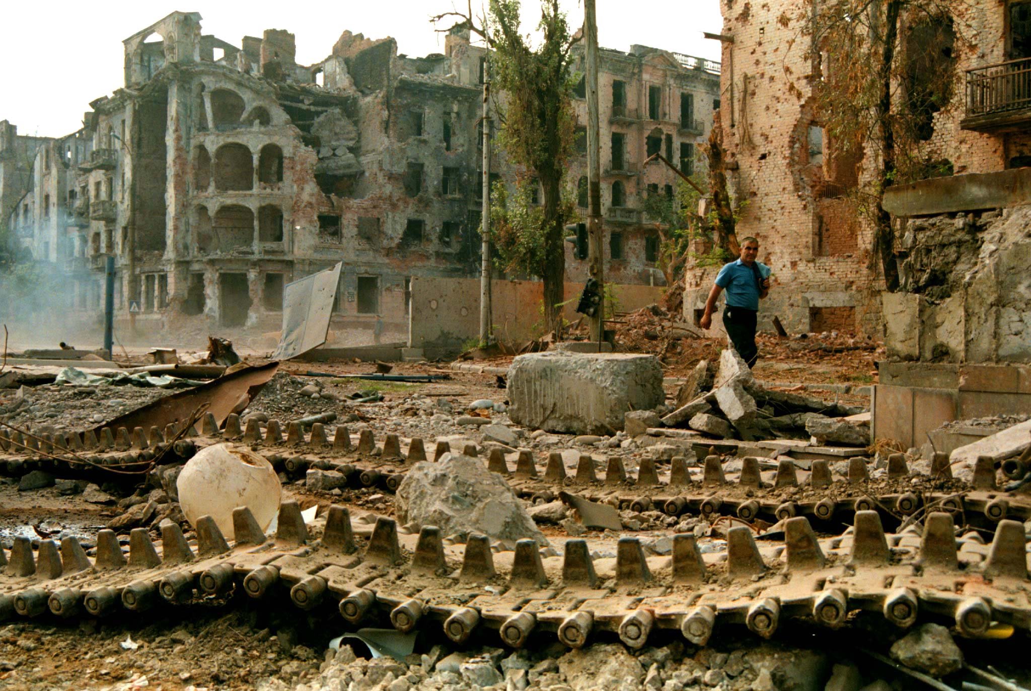 Partes de Grozny, la capital chechena, quedaron en ruinas después de las guerras chechenas