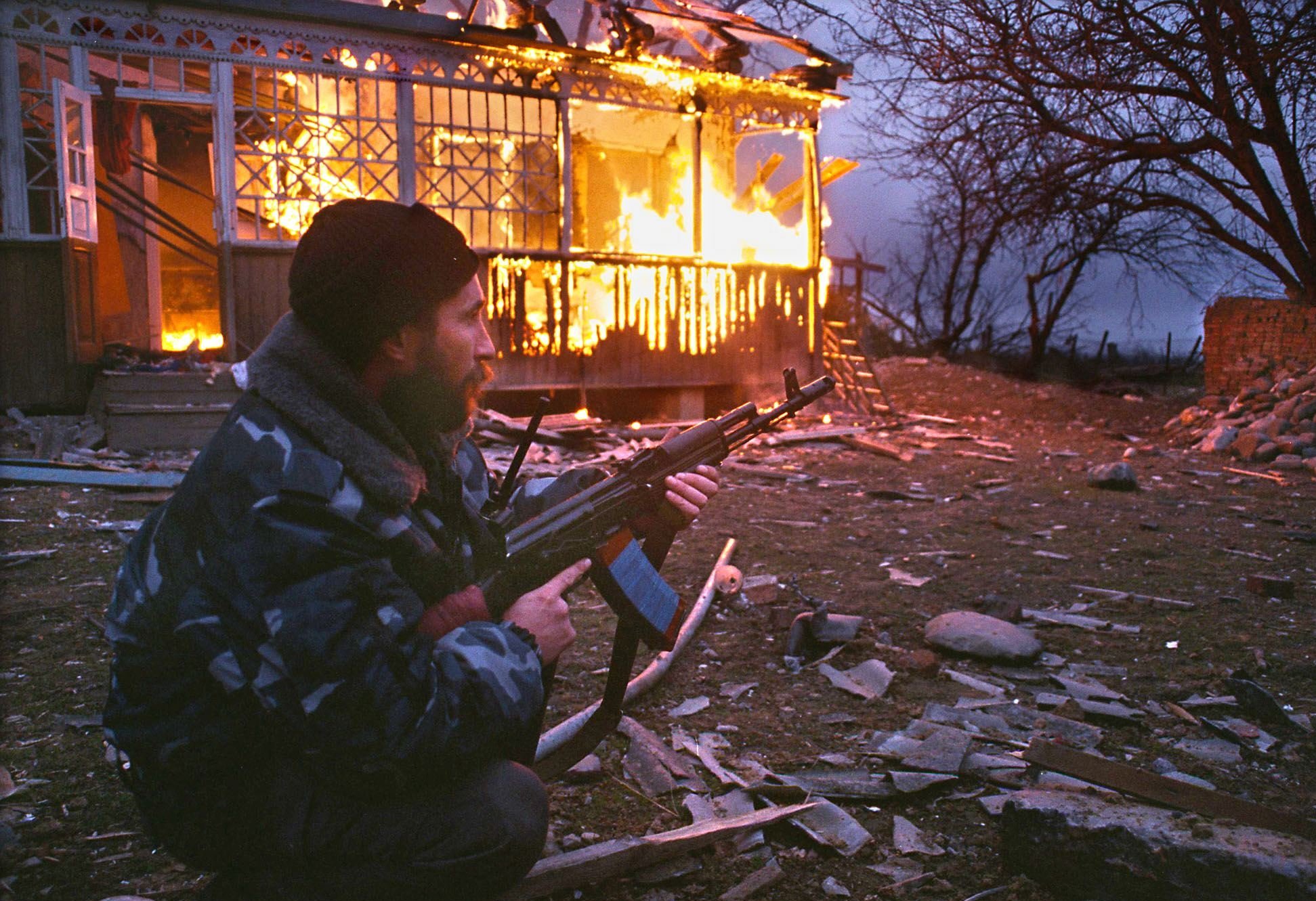 Un soldado ruso en Chechenia durante la segunda guerra en 2000